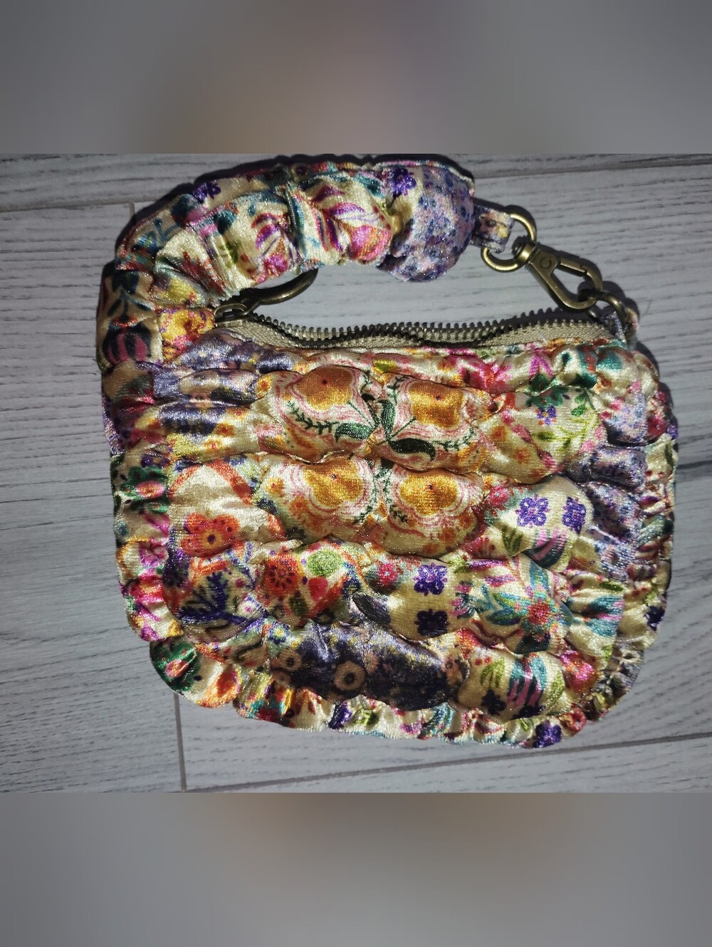 Ruched Soft Velvet Bag Charm Keychain Bag Charm Zippered Pouch 🆕 Natural Life